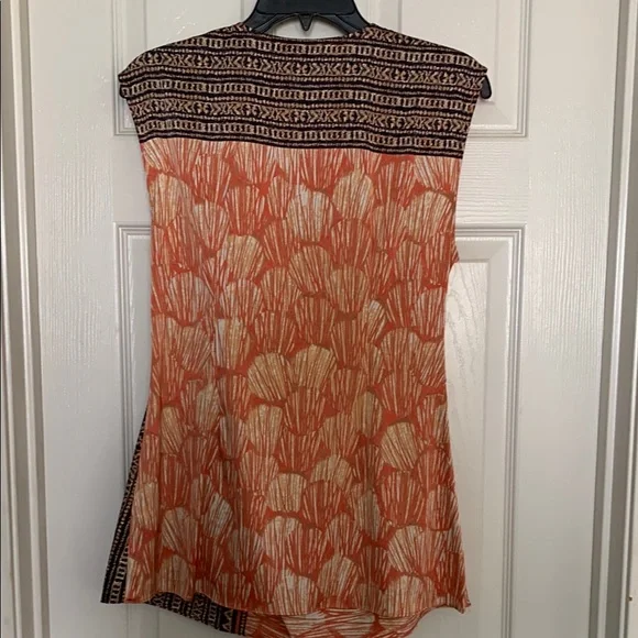 NIC+ZOE Peach and Black Asymmetrical Wrap Blouse - Picture 4 of 5